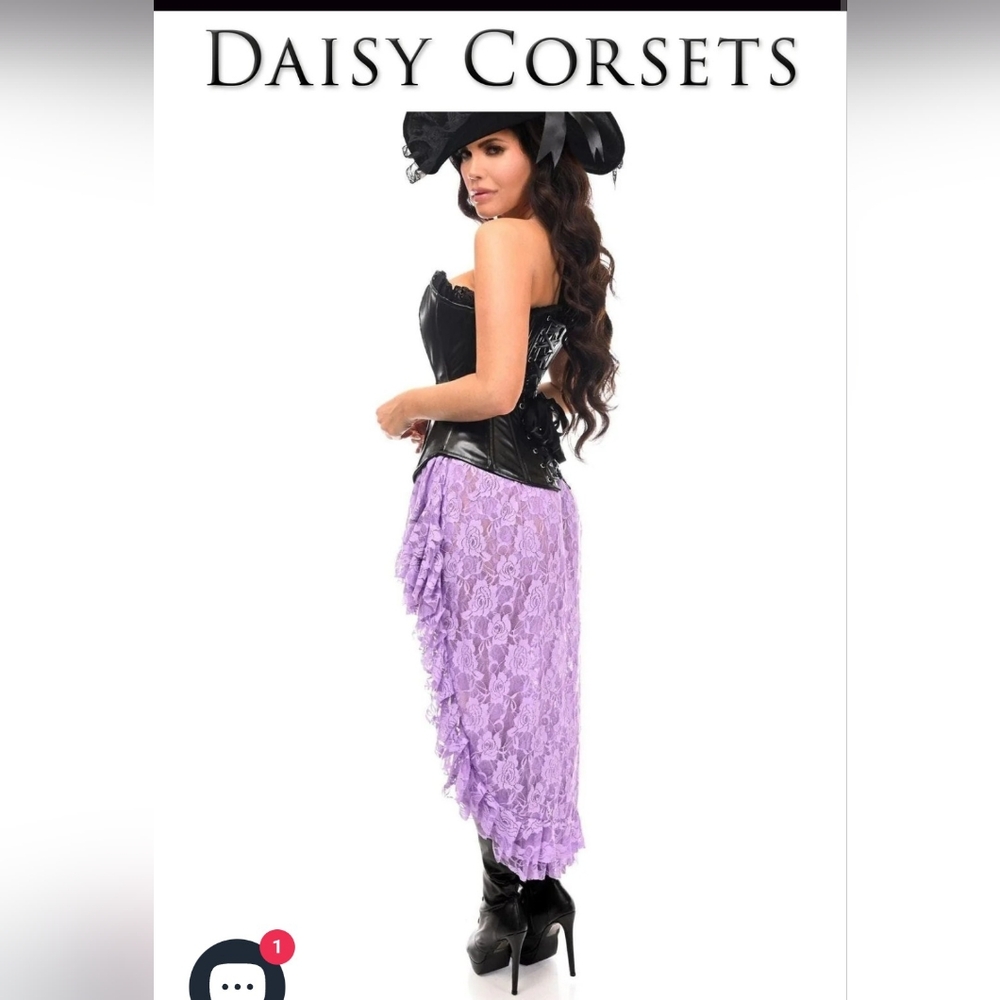 NWT Top Drawer 4 PC Purple Lace Premium Pirate Corset Costume